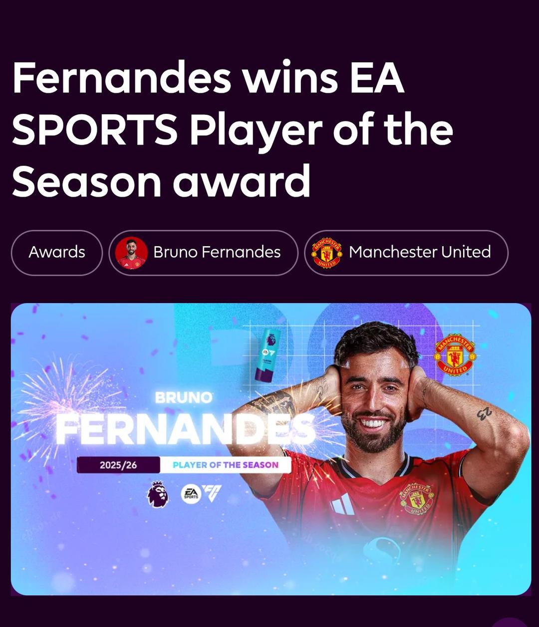 Man Utd captain wins award for first time after being voted standout player of Premier League campaign