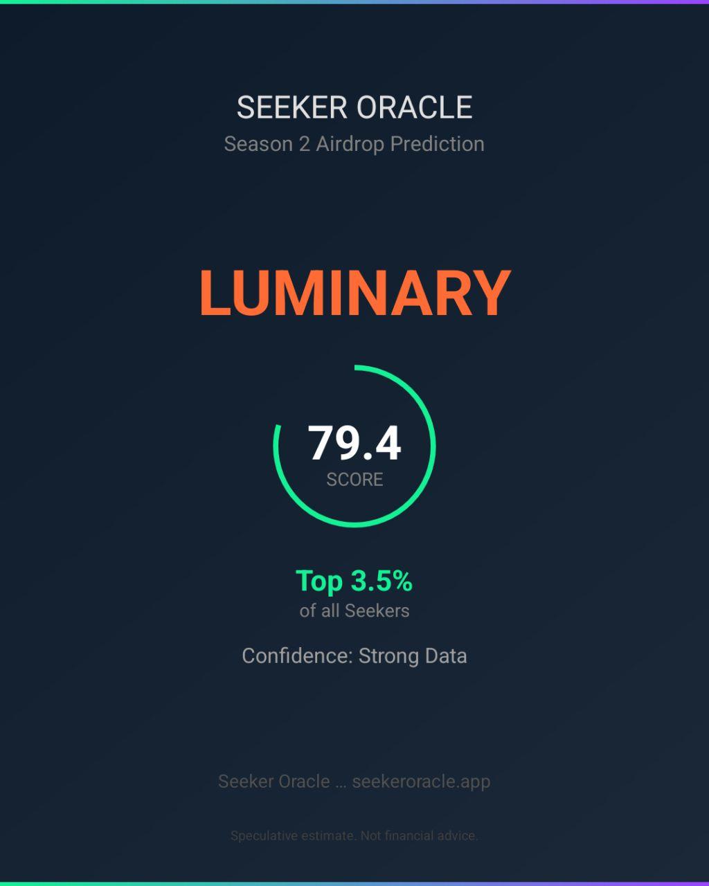 Season 2 Airdrop Prediction App
It appears I am getting 750,000 $SKR on the Season 2 airdrop!!! I only got 40,000 Season 1.
Get this app and it will help you increase your airdrop allocation significantly!!!
#SeekerOracleApp