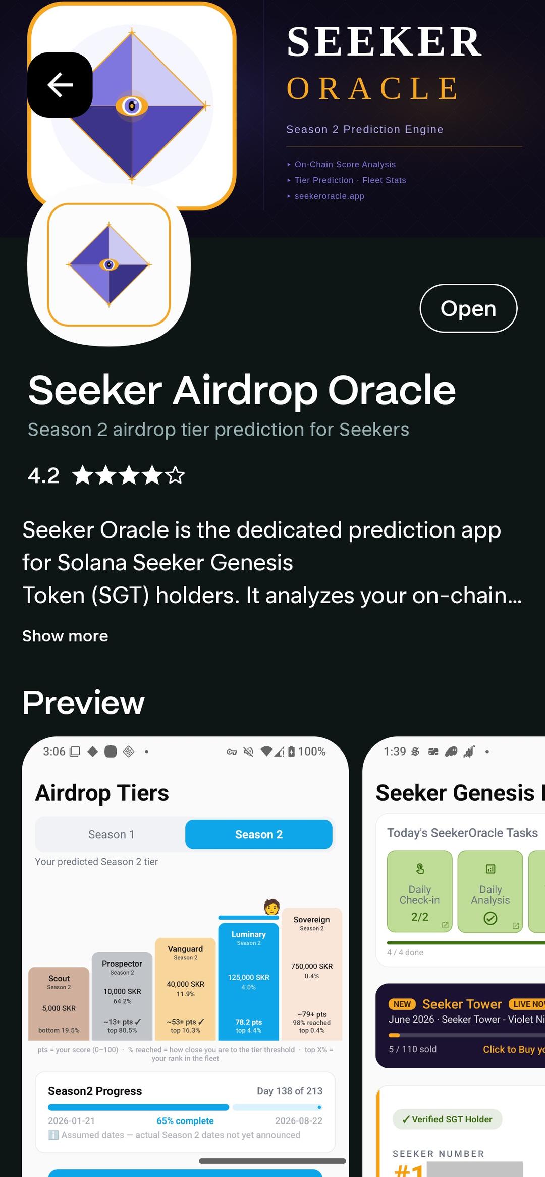 Season 2 Airdrop Prediction App
It appears I am getting 750,000 $SKR on the Season 2 airdrop!!! I only got 40,000 Season 1.
Get this app and it will help you increase your airdrop allocation significantly!!!
#SeekerOracleApp (3 of 3)