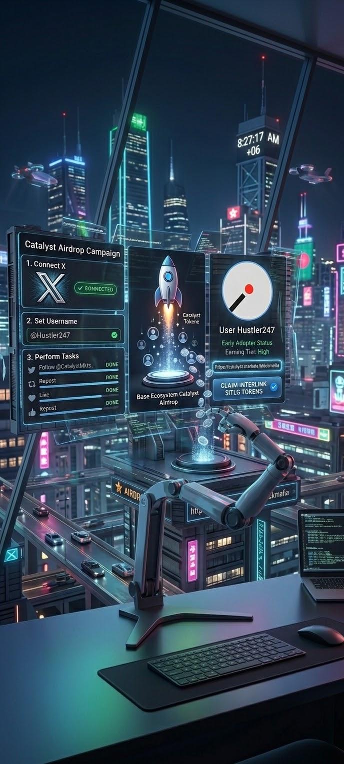 The early bird gets the biggest slice in Web3. 🪂
Catalyst (@CatalystMkts_) is quietly building something interesting around prediction & moment markets on Base. Free early access is currently live for all users.
🔗 Claim link: https://catalyst.markets/blackmafia
1️⃣ Connect your X
2️⃣ Pick a username
3️⃣ Complete the basic tasks
Don't fade early onboarding when it's $0 cost. Who else is positioning early? Drop your handle below! 👇
#Catalyst #BaseEcosystem #CryptoAirdrop #Alpha