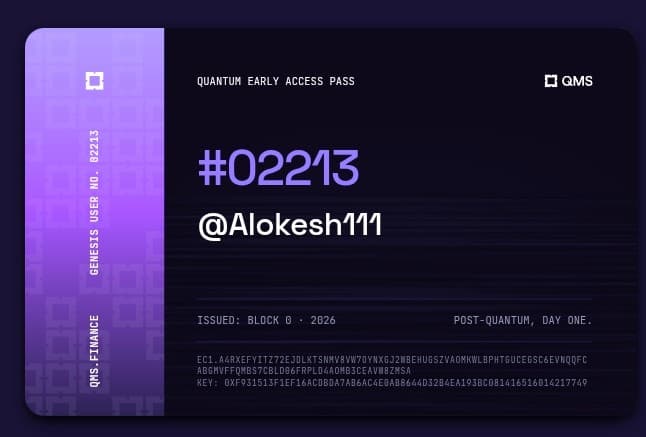 Proof I was here early.
I just claimed Quantum Early Access Pass #02213 on @QMSNetwork.
What number did you land?
qms.finance/pass/Alokesh111