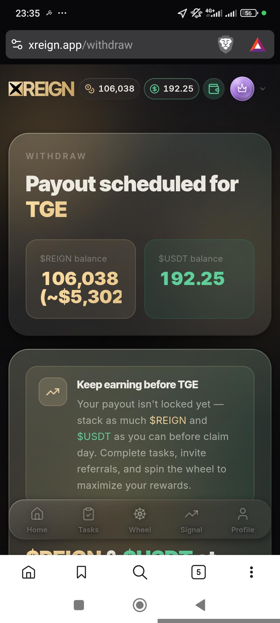 UPDATE MY XREIGN ALLOCATION TODAY
I ALREADY GOT OVER 100K+ $REIGN TOKEN AND 192.25 USDT
IF YOU ARE NOT JOINING XREIGN YET, THIS IS THE BEST TIME TO JOIN
13 DAYS LEFT TO TGE
JOIN NOW
bit.ly/X-REIGN
bit.ly/X-REIGN
bit.ly/X-REIGN