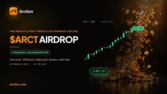 New Airdrops : Arction
๐ Reward : Confirmed $ARCT
โก๏ธ Register :
https://arction.app/ref/A24DAB2B
โ Connect X
โ Go to Airdrop
โ Complete All Task
โ Spin Daily
โ Dons
๐ TGE + Gate Listing in 1 November