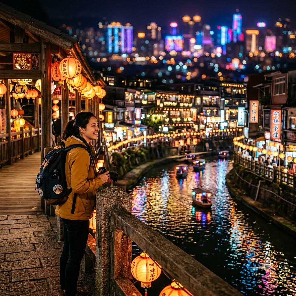 Walking through this ancient lantern town at night felt like stepping into a dream. The colorful reflections dancing on the river below, with neon lights creating a magical bokeh glow that made everything feel cinematic and alive.
#love #life #photography #aesthetic