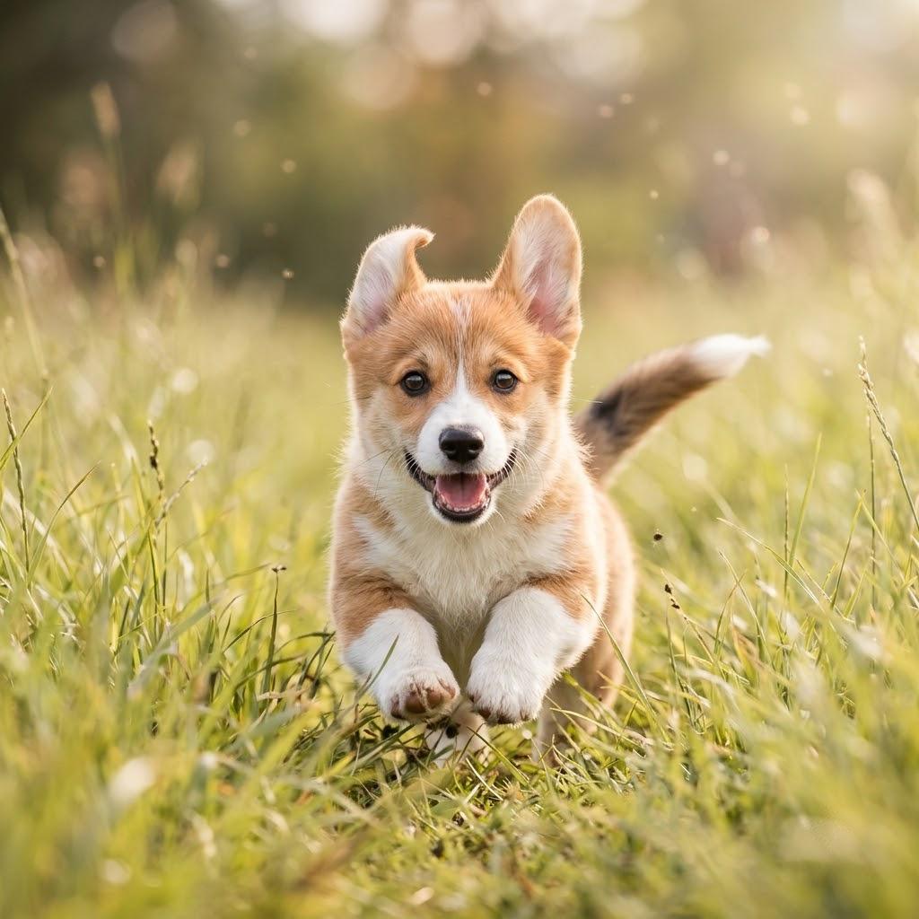 Running through sunlit grass, a joyful corgi puppy charges toward you, ears flopping like tiny wings, eyes sparkling with pure delight, bathed in bright airy light, creating a dreamy bokeh that feels like a heartwarming celebration of life.
#trending #aesthetic #life #web3