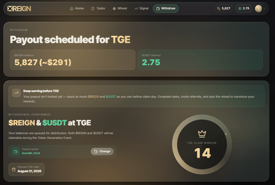 Bros, there is a new trend! claim immediately your free USDT just connect your X account and see the status. TGE is on Aug 31.
https://xreign.app/login?ref=8EFLBI0