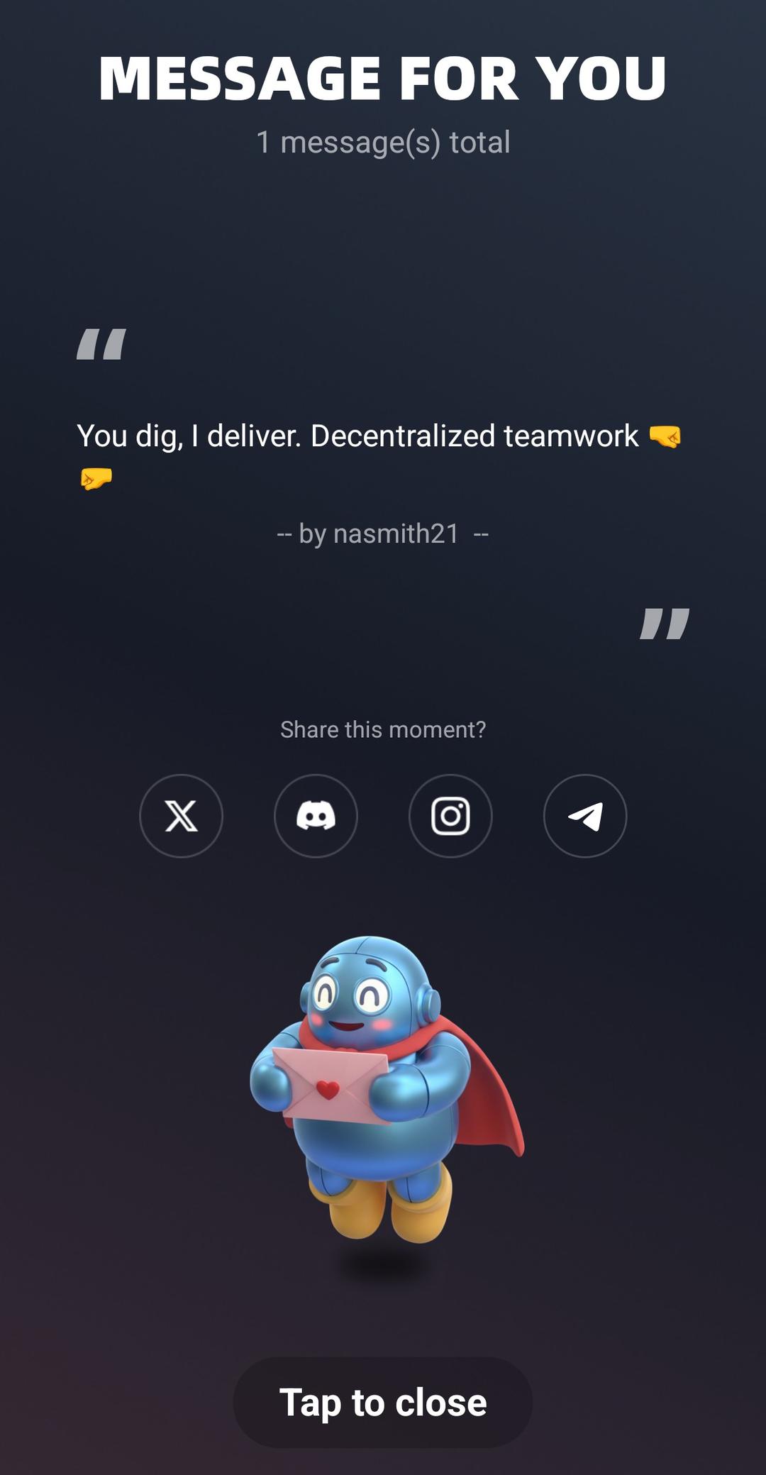 i dig a message in TokenRun. come. My ref. come: XNSQPP