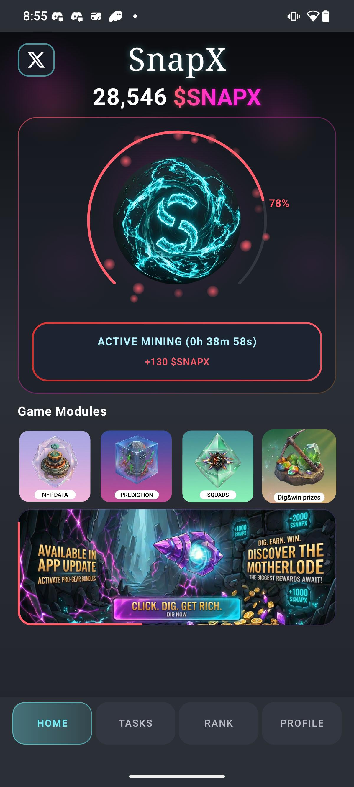 SnapX mining
