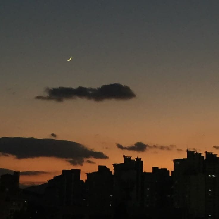 The moon looks beautiful at this time