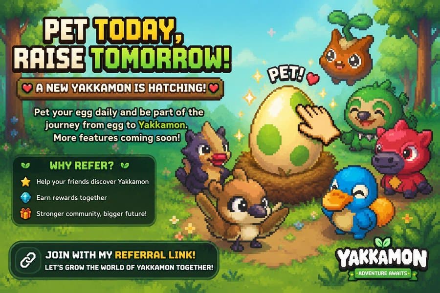 Yakkamon_game is a new idle farming game built by Thought Farm, creators of
@0xSunflowerLand
Running on the Ronin blockchain & using the $FLOWER token.
Early access begins in Q4 2026
Don't forget to nurture your egg DAILY! https://t.me/airdrop4hunter2023/9735