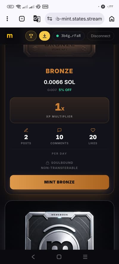 Hello, I don't have sol, I want to activate bronze. Can someone send me 0.007sol? This is my address: 3b4gft3twGotmN441aNSDpxGkGEmQL7cuHPTV9Y1rFaR