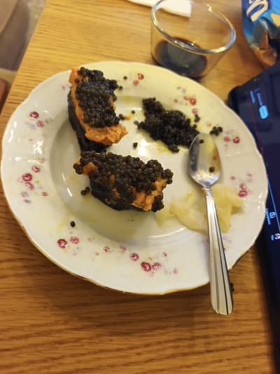 Black Caviare and sushi