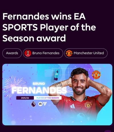 Man Utd captain wins award for first time after being voted standout player of Premier League campaign