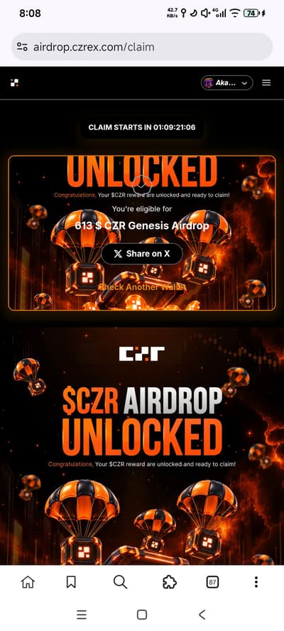 my eligible CZR Token 613 😂