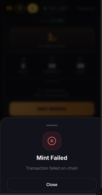 Unable to mint