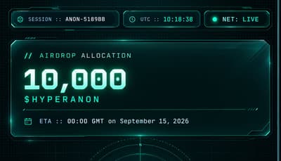 Just launched @hyper_anon New Airdrop for hyper fcfs user,

→ Go To: hyperanon.org
→ Complete X task
→ Submit Evm Address 
→ Done

Total Supply: 1B $HYPERANON
Community Alocation: 60% Airdrop

After the campaign ends, allocations will be automatically distributed to all eligible registered wallets