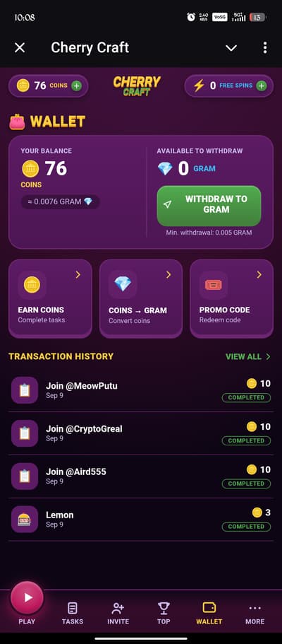 join new crypto airdrop 
cherry craft 
https://t.me/cherry_gram_pay_bot?start=8719284712