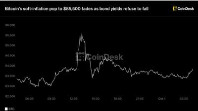 Bitcoin's soft-inflation pop to $85,500 fades as bond yields refuse to fall