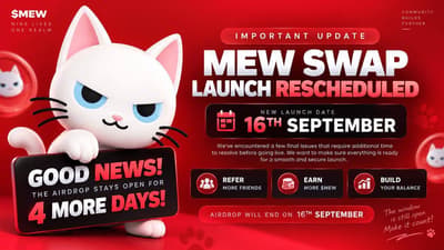 🔈 Instant MEW Airdrop
🎁 Reward $MEW For All Users

➖ Start Bot
https://t.me/MewAirdropRoBot?start=7369430781

➖ Complete Easy Task
➖ Invite / uyul 3 teman
➖ Withdraw (Min. 225,000 $MEW)
➖ Done

CA (BSC)
0x0d064a5F5d3FBA0dc751c478E98ec1d7407aC0d8