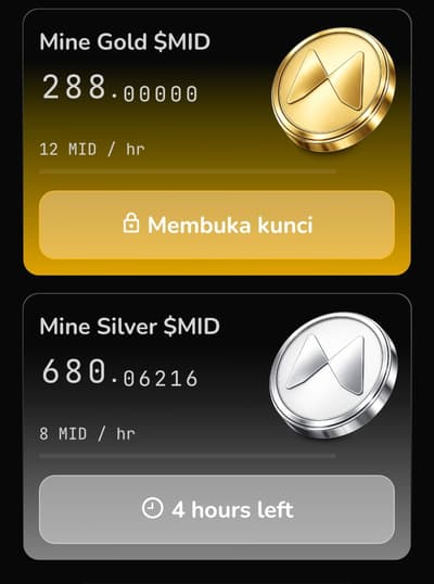🧩MINING MIDAS 
EARN $MID

Daftar with goggle
https://play.google.com/store/apps/details?id=com.mine.midas

Kode : 37SA30 ( GET 50 $MID)

- Start mining
- Complete taks
- Done