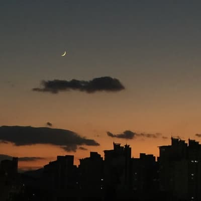 The moon looks beautiful at this time