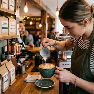 Morning light softly dances across the steam as a skilled barista gently pours silky milk, creating a perfect rosetta. In this tiny corner café, every sip feels like a hug.

#social #life #trending #cute
