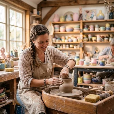 In the quiet sanctuary of this ceramics studio, skilled hands shape earth into art. Soft morning light catches each glazed curve, transforming functional pottery into moments of pure, tactile wonder and creative joy.

#web3 #beautiful #life #photography