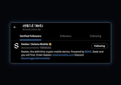 Dear Family! Just got back home and this happened! 🙀

The official Seeker Solana Mobile's X account just followed me back! This is a true milestone for me!

Much love Team, much love $SKR GANG ❤️📱🚀