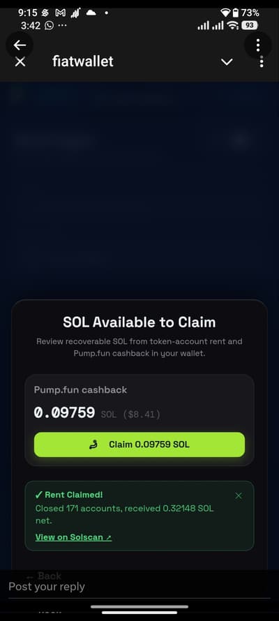 Do not spend your $SOL to touch grass 

Touch grass with cashback and reclaim your Sol

Pay crypto in your local currency 
Pay your staff/communities in a single transaction 

dApp: fiatwallet.app
Telegram Mini App: t.me/fiatwallet_bot