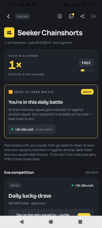 #Join my Chainshorts squad "Seeker Chainshorts" — code 8CD3B013. We pool tickets and split the SKR jackpot when we win a lucky draw. Tap to join: https://chainshorts.live/squad/8CD3B013#