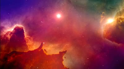 Cosmic wonders unfold in vibrant hues, where stardust dreams and celestial fire collide in a breathtaking dance of creation.