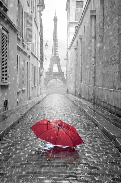 paris sokaklarında yağmurlu bir günde bu fotoğrafı yakalmak